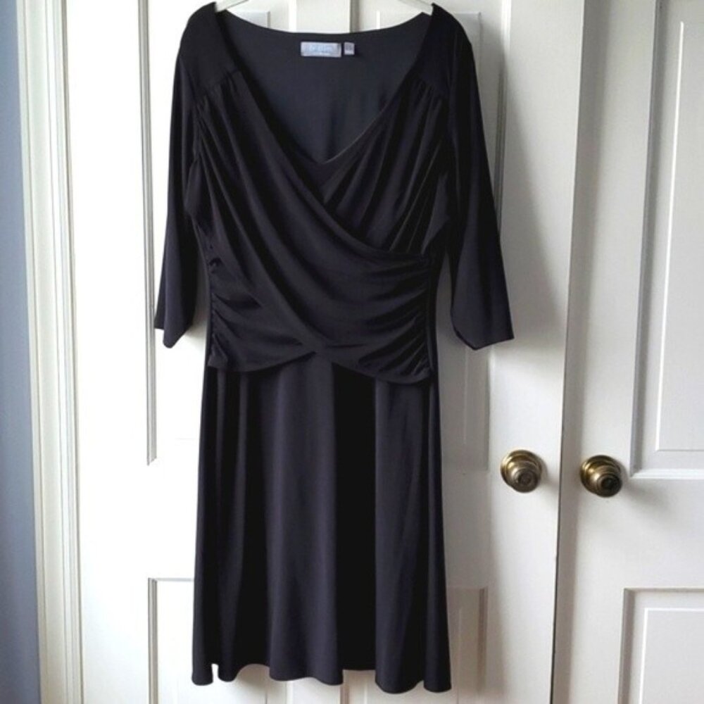 B-SLIM FAUX WRAP DRESS BLACK LARGE INNER SHAPEWEAR SLIMMING KNIT